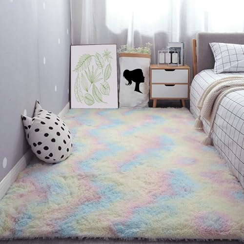 Tapis salon shaggy multicolore lavable en machine style moderne 100x280