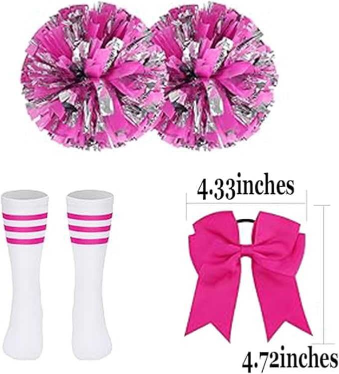 HAPNBCELE Cheerleader Costume for Girls Cheerleading Outfit with Bow, Pom Poms, Socks - Image 4