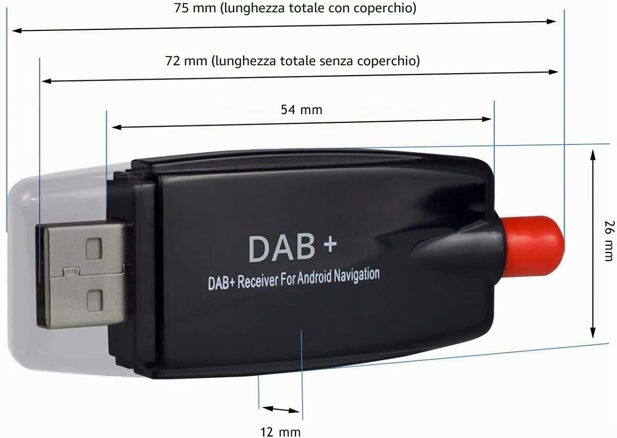Antenna DAB+ esterna per auto, DVD, radio digitale amplificata,Ricevitore Radio, Kit per Auto Trasmissione Audio Digitale Dab per Android