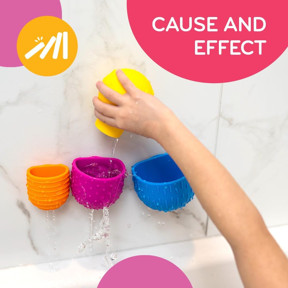 Mobi Oomplz Water Toys - Baby Stacking Cups for Toddlers, Bath Cups, Pool and Tub Toys, Water Play for Babies and Kids, Non Toxic Food Grade Silicone and BPA Free - for Toddlers Ages 1-3