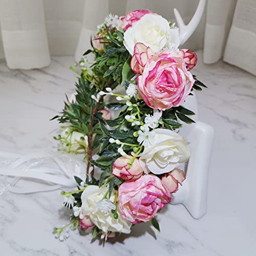 Dreamlily Boho Wedding Floral Crown Maternity Woodland Photo Shoot Peony Flower Girl Crown Hair Wreath Dfs27 (Blush) #TOP4