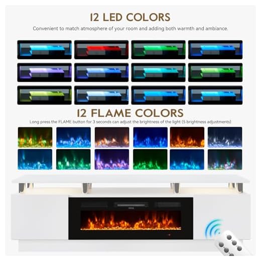 Modern 70" TV Stand with Electric Fireplace