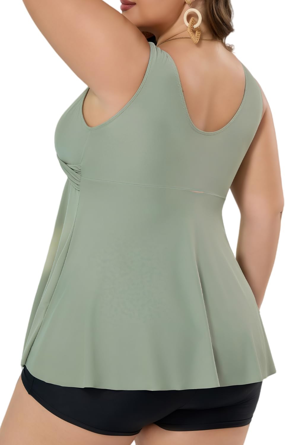 COCOPEAR Plus Size Swimsuit for Women Crossover Swim Dress 2 Piece Swimsuit for Women Tankini Bathing Suits