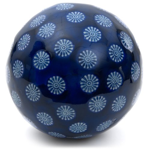 Red Lantern 6" Large Decorative Porcelain Ball, Blue w/ White Stars