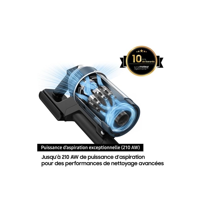 Samsung VS20B95C43W/WD Bespoke Jet Plus CompleteClean - Aspiradora inalámbrica telescópica, estación de Limpieza Todo en uno y Otros Accesorios, Misty White, 210 W
