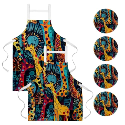 Tablier de serveuse pour restaurant et bistrot avec motif girafe original