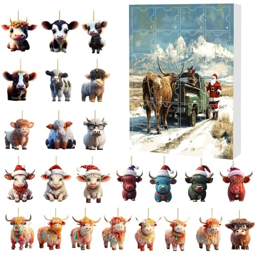 Highland Cow Christmas Advent - 24Ԃ̃ANJEg_EJ_[Azf[EVA킢tbgAj}I[igAj̃ANu | c[Ap[eB[AAAǁAhAAJtHjȂ