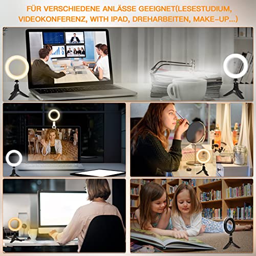 Ringlicht Laptop, Ringlicht Monitor, 5 Inch Videokonferenz Licht mit Stativ, mit5 Farbe und 10 Helligkeit,für Video… – Bild 8