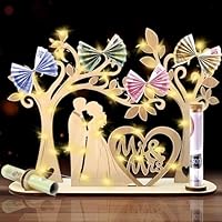 Geldgeschenk Hochzeit Holz mit Lichterketten,hochzeitsgeschenk geldgeschenk,Hochzeitsgeschenke für Brautpaar,Hochzeit Dekorative Geschenk,Herzförmiges Geschenk zum Hochzeit Hochzeitstag (Style 1)