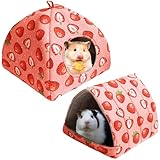 JSPYFITS Guinea Pig Hideout, 2 Pack Guinea Pigs House Set Rabbit Bed, Guineapigs Houses Rabbit Hideout for Small Animal Bunny/Rabbits/Chinchilla Accessories Pink Strawberry