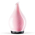 Porseme 280ml Essential Oil Diffuser Glass Color Changing Aroma Air Diffusers Aromatherapy Ultrasonic Cool Mist Humidifier 7 Running Hours Waterless Auto-Off for Sleeping, Yoga, Spa (Pure Pink)