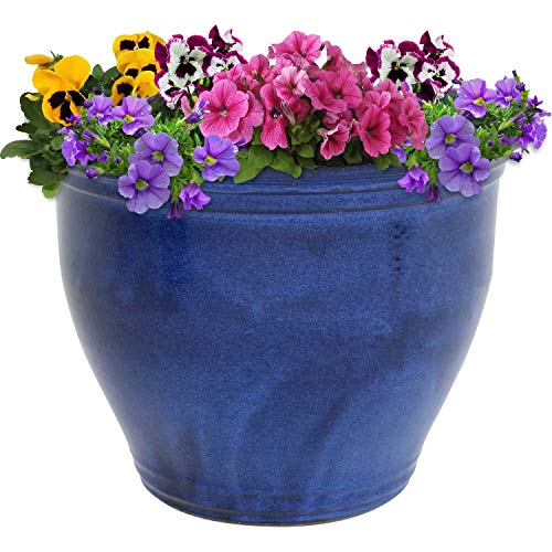 Sunnydaze Imperial Blue Ceramic Planter