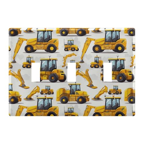 Light Switch Cover Engineering Vehicle Bulldozer Wall Plates for Electrical Outlets 3 Gang 202b3392