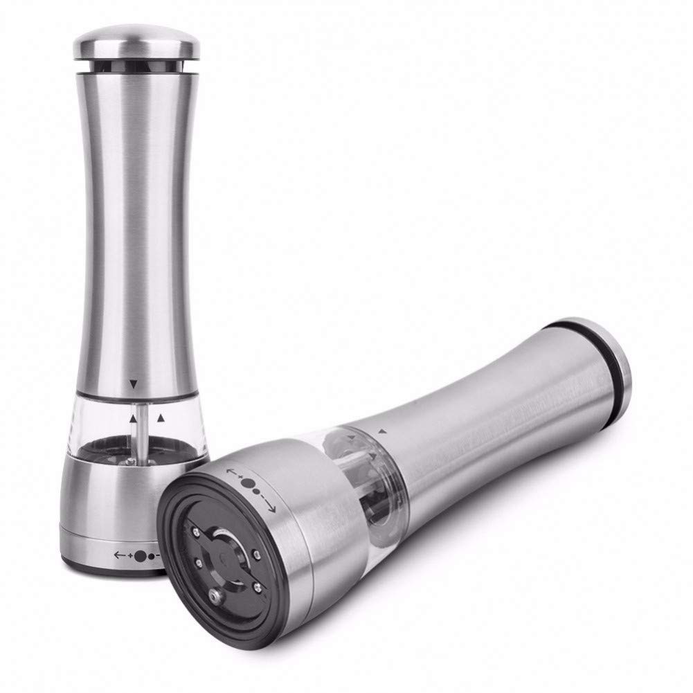 LBPYRMIGV 2pcs Electric Salt and Pepper Grinder Operated with Adjustable Coarseness Pepper grinder