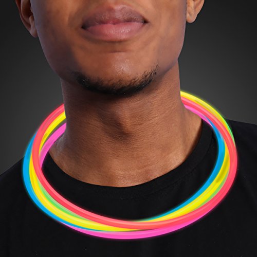 Premium 22 Inch Glow Necklaces in Assorted Colors, Bulk Tube of 50 Glow Stick Necklaces - Thumbnail 4