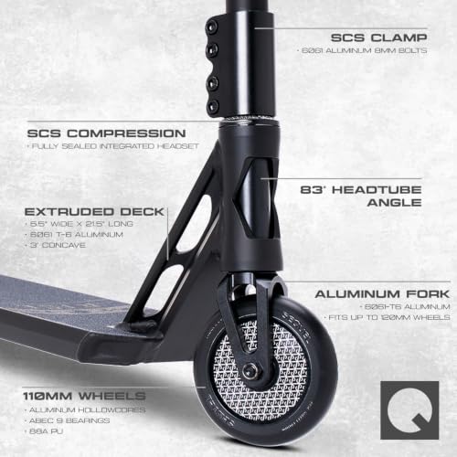 Image of Sequel Rise Stunt Scooter - Complete Pro Trick Scooter with Aluminum Frame, 110mm Wheels, 220 lbs Weight Capacity, Ages 8+