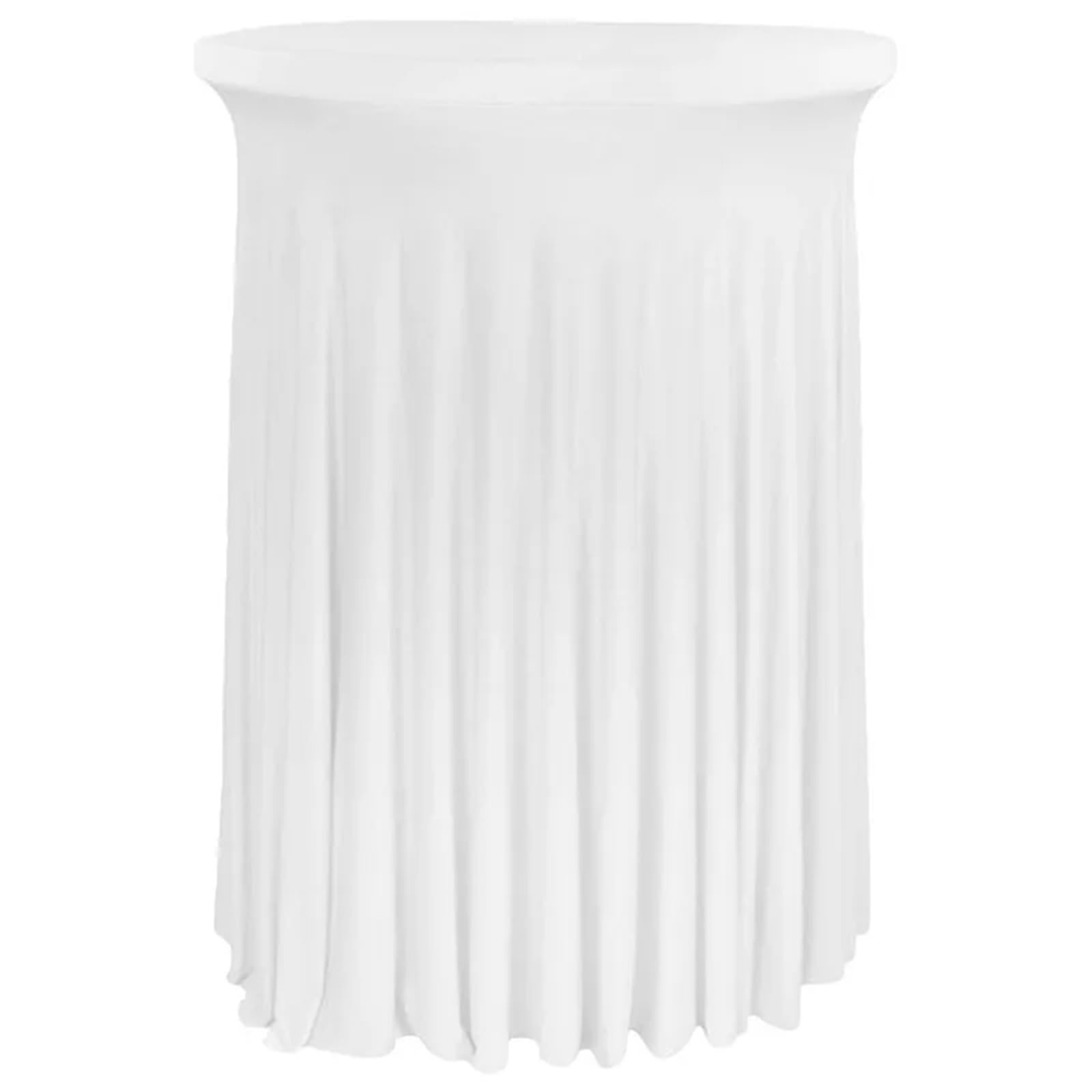 Xinglongs Spandex Cocktail Table Cover Round Cocktail Table Skirt, White Stretch Fitted Cover for Wedding Banquet Party(60x110CM)