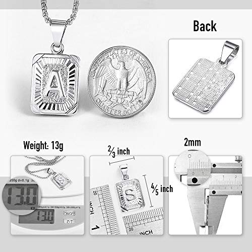 Trendsmax Initial Letter Pendant Necklace Mens Womens Capital Letter White Gold Plated A Z Stainless Steel Box Chain 22inch3