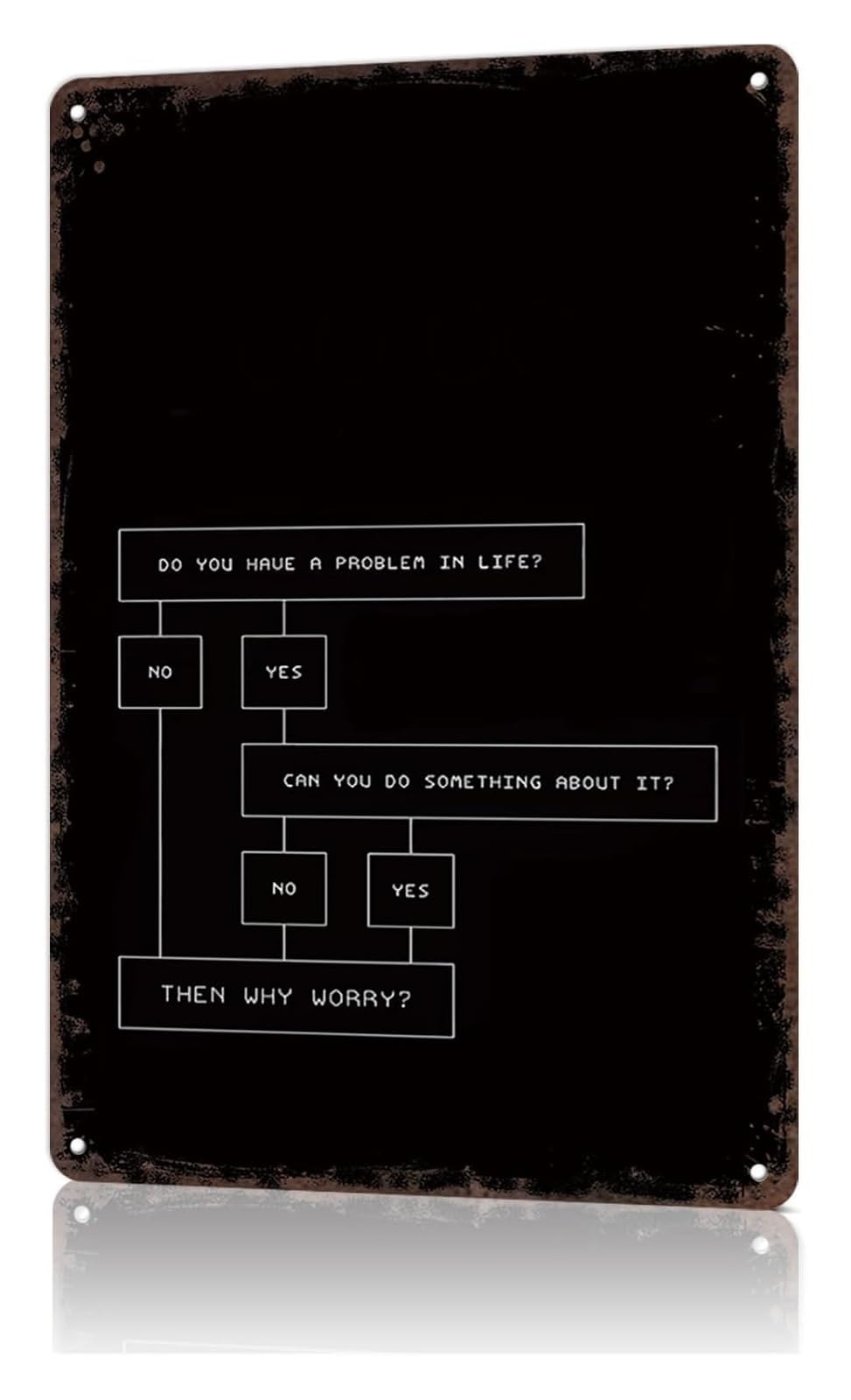 NWPNLXEA Distressed Tin Sign How To Solve Life Problem Flowchart Hilarious Wall Hanging For Basement Den Study 8 X 12 inch