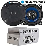 Einbauort: Armaturenbrett Renault Twingo 1 Phase 2 Front - Lautsprecher Boxen Blaupunkt ICx402-10cm 2-Wege Auto 100mm Einbauzubehör - Einbauset