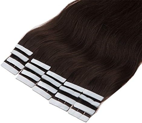 16-24 Inch Color Long 17 Colors 5 Length Tape in Premium Remy Human Hair Extensions_20 Pcs Set 70g Weight Straight Women Beauty Salon Style Design (24inch 70g with 20pcs, 02 DARK BROWN)