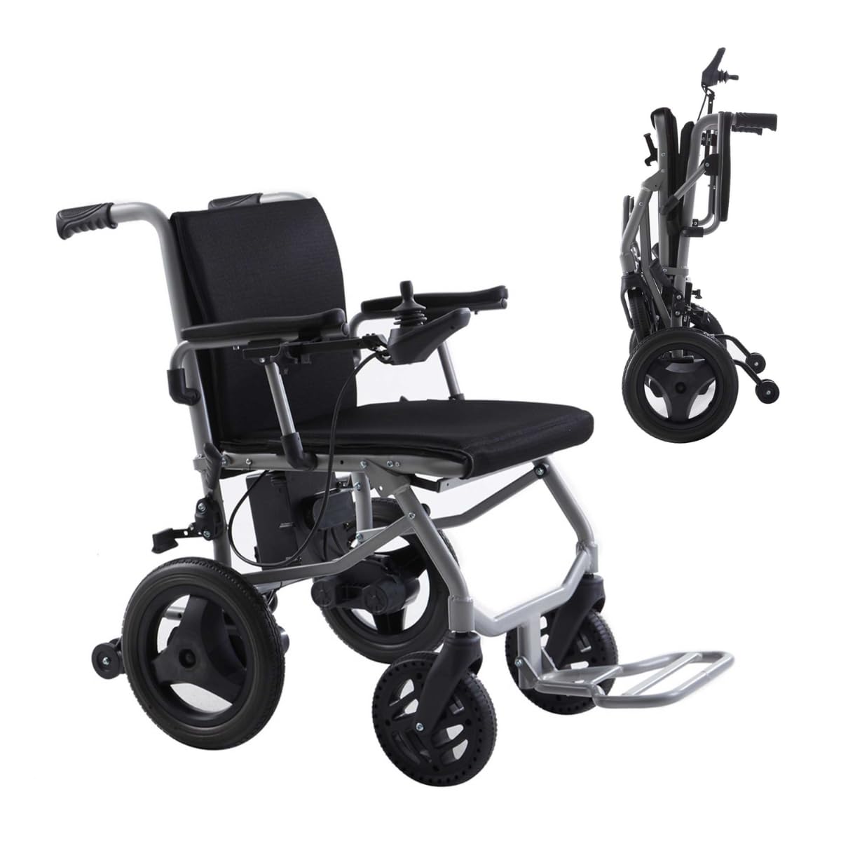 Klano KL40 - World Lightest (only 30lbs) Foldable Electric Wheelchair - Travel Size with Detachable Battery - Airline Approved - User Friendly - 10 mi Cruise Range (Model9)