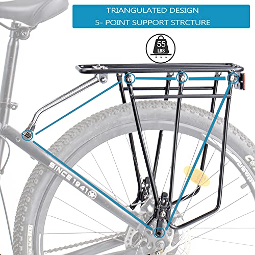Rear Bike Rack,Bike Cargo Rack,Bicycle Pannier Rack with Reflector and Cargo Net,Height Adjustable Fit 26”-29” and 700c Bike - Image 6