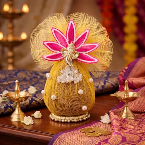 Image of Decorative Nariyal with Ganesha for Pooja Wedding Kalash Craft Decoration Spiritual Religious Festive Use Traditional Decorative Item