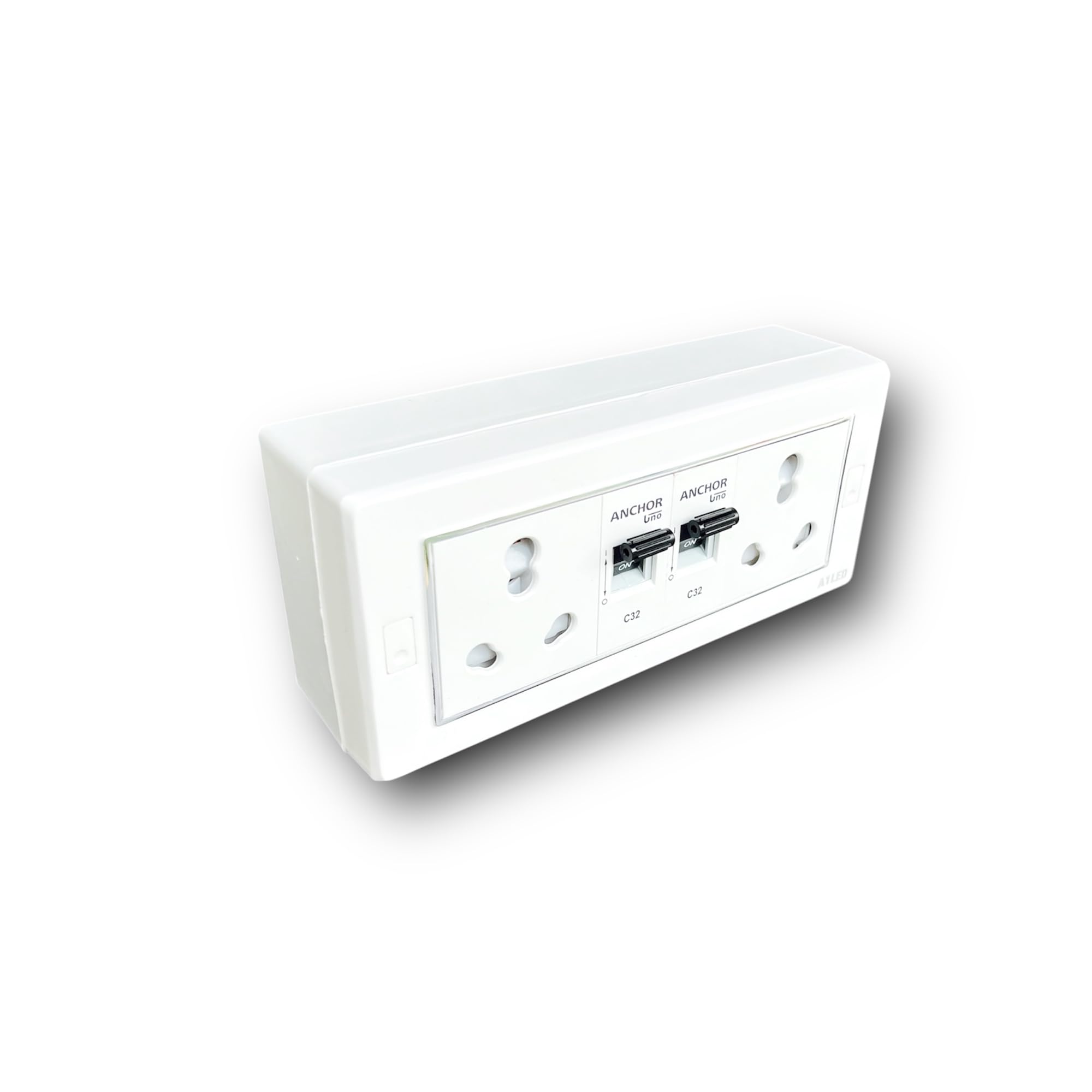 A1 LED 6 Modular Silverline Electrical Board | 2x 32A ISI MCB + 2x 16A Heavy Duty Sockets | 3000W Load | White Premium Finish | Wall Mount Switch Board for Home & Office-image-14