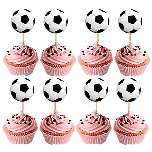 Fussball Cupcake Topper 24 Stück,Fußball Geburtstag Tortendeko Muffins Deko, Kuchendeko Tortenaufleger für Kinder Junge Fußball Sport Geburtstag Party Desserts Kuchendeckel Dekoration Cover