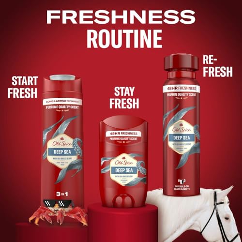 Old Spice Deep Sea Desodorante En Barra Para Hombres 50 ml x6, Fresco 24 Horas, Todos Los Días Con Uso Diario, Perfume Duradero, Fragancia Excepcional, Protección Contra El Mal Olor