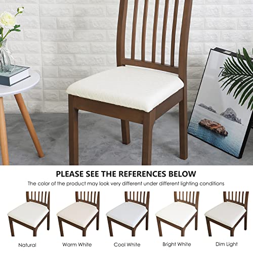 Forcheer Waterproof Seat Covers For Dinning Room Chairs Set Of 6,Jacquard Stretch Dining Chair Slipcover Kitchen Chair Covers Washable, Ivory #TOP6