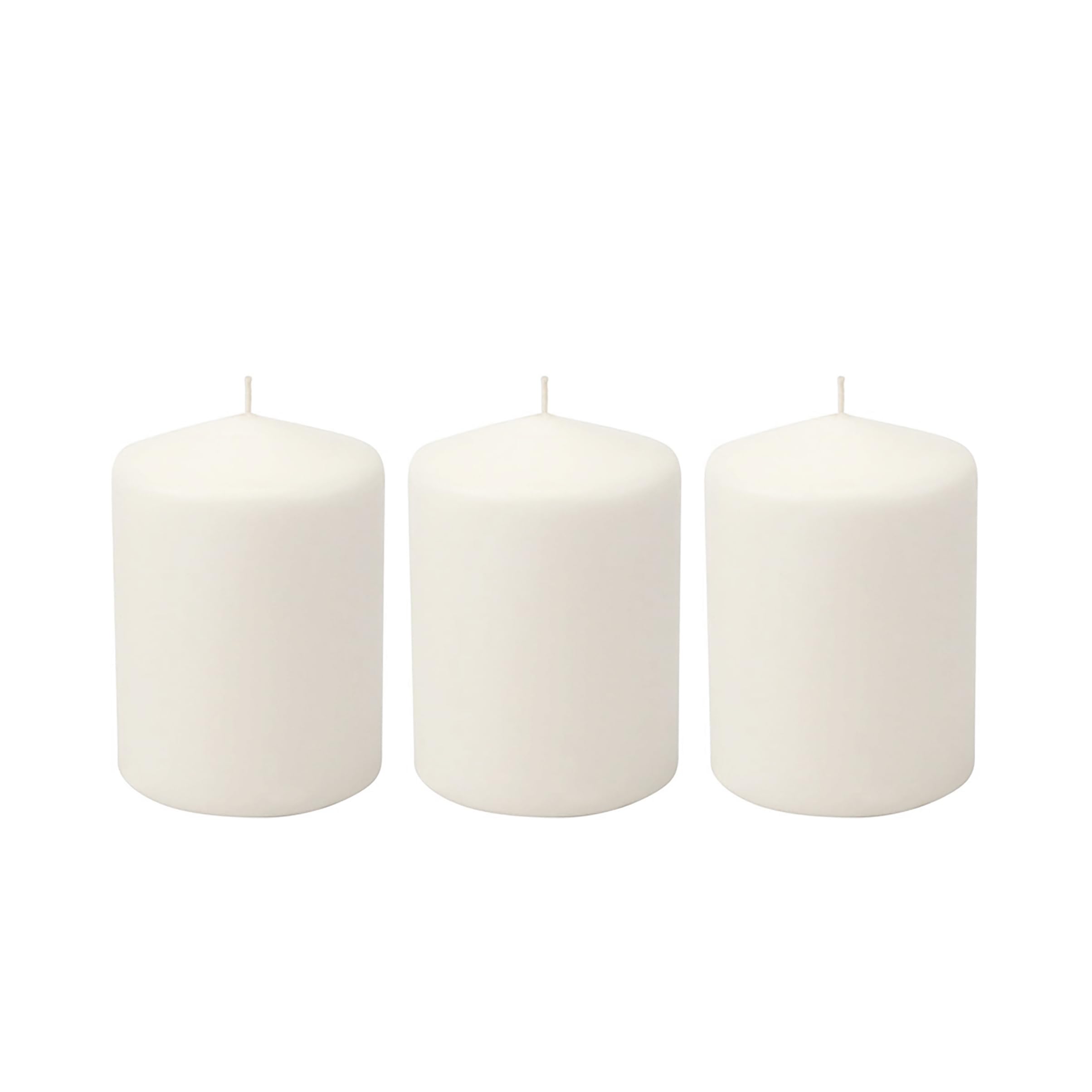 Stonebriar 3 Pack Tall 3 x 4 Inch 35 Hour Long Burning Unscented White Wax Pillar Candles