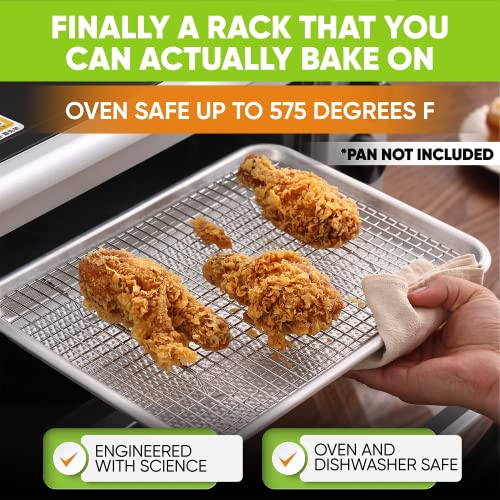 Image of Spring Chef 8.5 inch x 12 inch Stainless Steel Cooling Racks, Wire Rack for Baking Sheet - Fits Small Quarter Sheet Pan - Perfect for Cooking, Baking, Grilling, Smoking - Dishwasher Safe - Set of 2