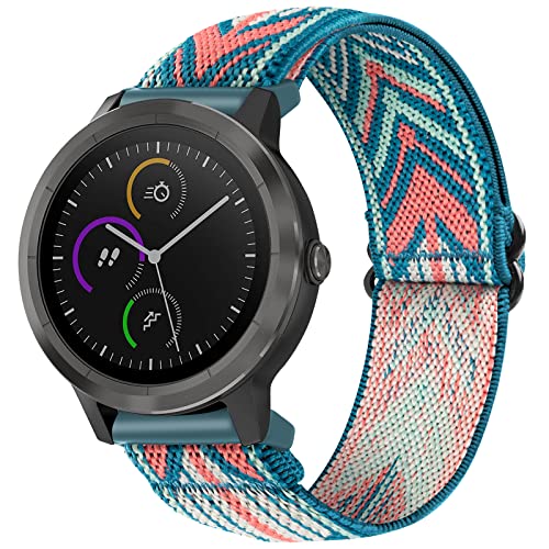 SITAFU Correa para Garmin Vivoactive 3, Pulsera Nylon Elástica 20MM para Forerunner 245/245 Music, Vivomove HR/3, Forerunner 645/645 Music - Correas de Repuesto Trenzadas Ajustables