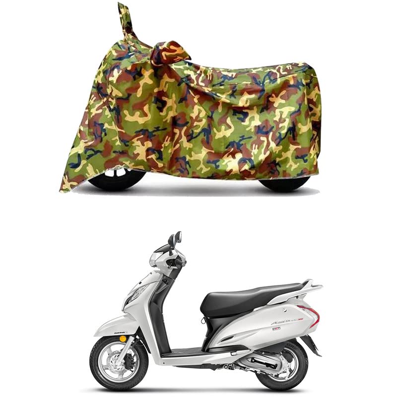 Image of Waterproof 100% PVC Coated Bike Scooty Two Wheeler Body Cover Compatible for Honda Activa 125 Drum /UV-Rays /Heat Protection /Birds Dropping /Scratchproof /Dust Proof [6X6 Jungle Print]