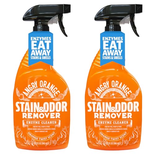 ANGRY ORANGE Pet Stain & Odor Remover for Dog Urine and Stains - Enzyme Pet Odor Eliminator for Home - Citrus - Value 2 pack