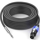 Jumwa 10M Speakon zu 1/4' TS Lautsprecherkabel mit Twist Lock M-M 12 AWG Kabel für DJ/PA Heavy Duty...