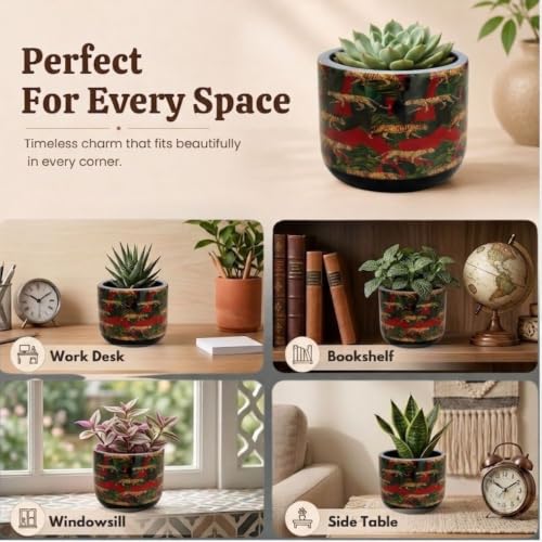 Image of Urban Upvan Decorative Terracotta Black Tiger Planter Pot for Home & Garden | Indoor Outdoor Flower Pot for Balcony, Living Room, Office & Table Decor (Pack of 1)