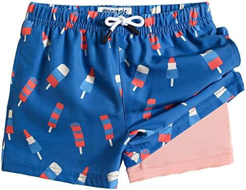 maamgic Boys Swim Trunks with Compression Liner Toddler Boy Swimsuit Quick Dry 4-Way Stretch Swimming Trunks