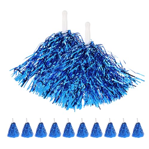 HOODANCOS 16 Pompon Metallici per Cheerleading con Manico in Alluminio Pompon Blu Leggeri per Feste Balli Sportivi e Eventi Scolastici Accessori Portatili per Routine di Cheerleader