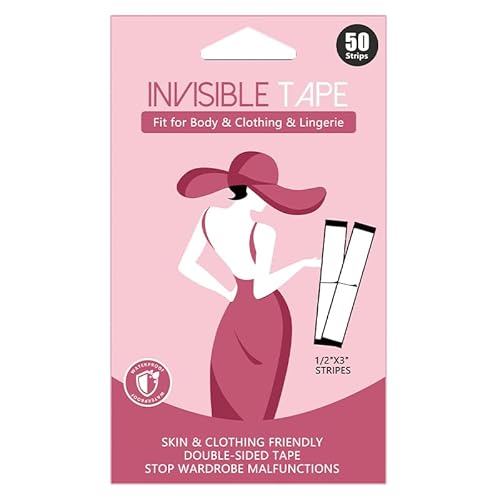 VASHOP Invisible Lingerie Tape for Dresses & Clothing,50 Medical Grade Strips,Double Sided Adhesive