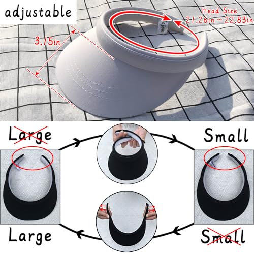 Image of 2 Pack Visor Women Men Sun Hat Clip On Visors Adjustable Sport Wide Brim Cap