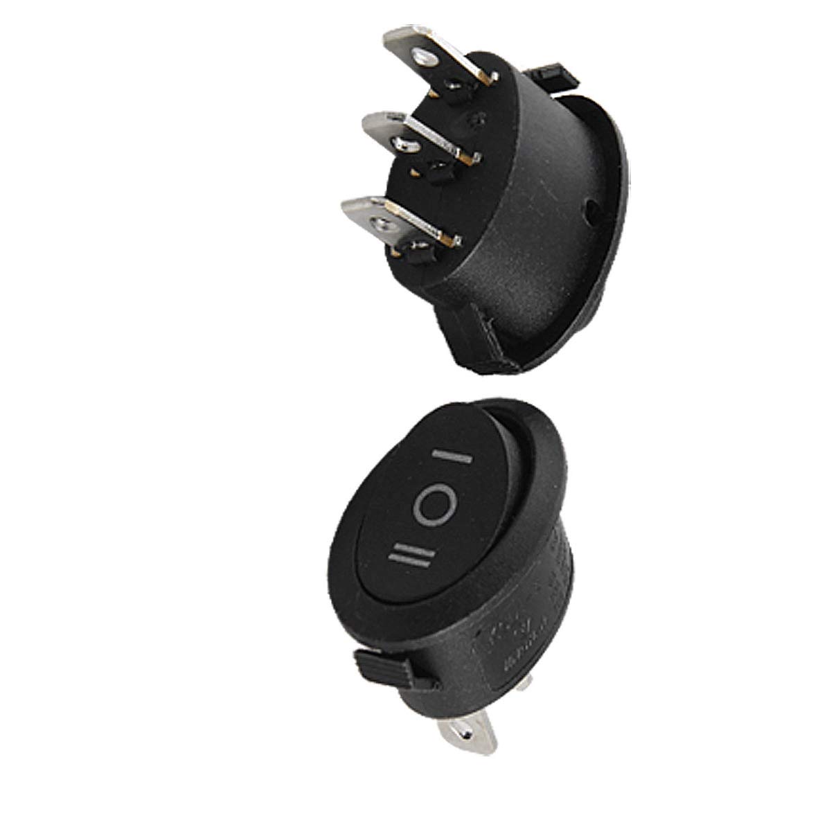 Aexit AC 6A/250V Toggle Switches 10A/125V 3 Terminals ON-Off-ON SPDT 3 Position Oval Boat Rocker SPDT Toggle Switches Switch 5pcs