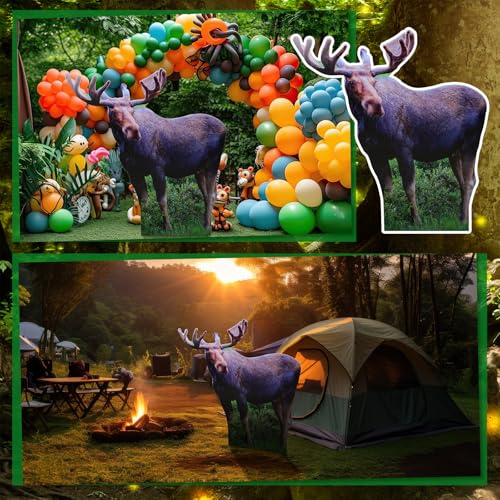 Image of Geelin 5ft Moose Cardboard Cutout Standup Safari Jungle Party Photo Prop