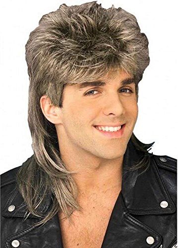 Kaneles Mens Retro 70s 80s Disco Mullet Wigs Party Halloween Cosplay Synthetic Wig