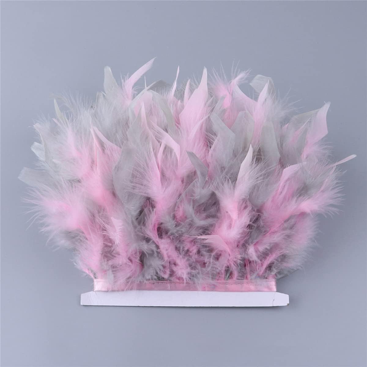 ESH7 Multicolor Turkey Feathers for Crafts Width 4-6 inches Skirt Decoration Craft Feather Fringe Trim Clothing Accessories per Pack of 2 Yards