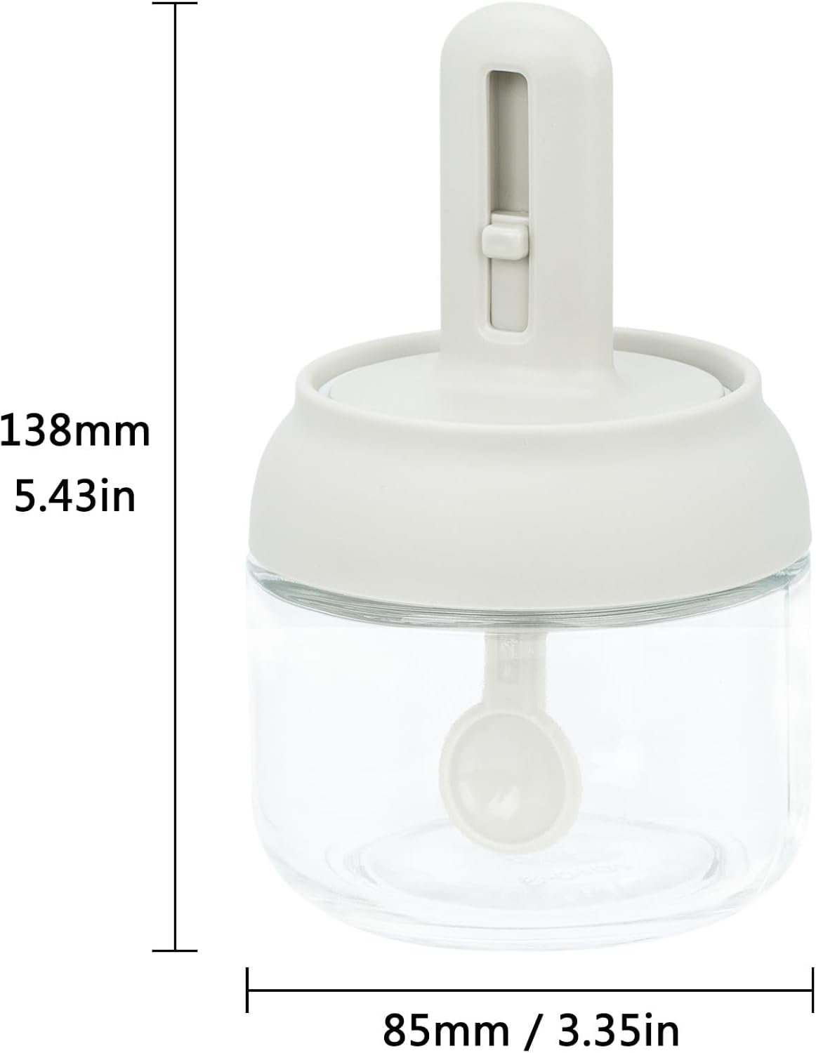 Povinmos® 3 Piece Glass Salt Container | Storage | Pepper,Table Salt, Sugar,Gourmet Salts,Spice |Chili Herbs |10 oz |Glass Salt Container with Lid and Retractable Spoon