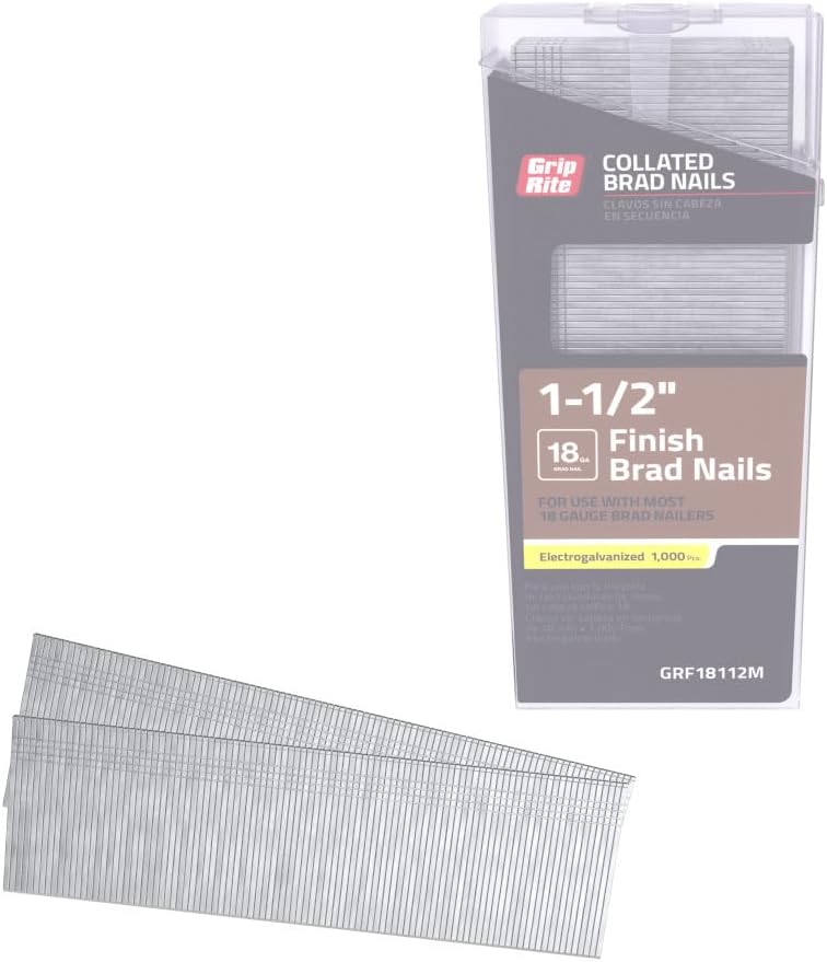 18 Gauge Electrogalvanized Straight Collated Brad Nails, 1-1/2"