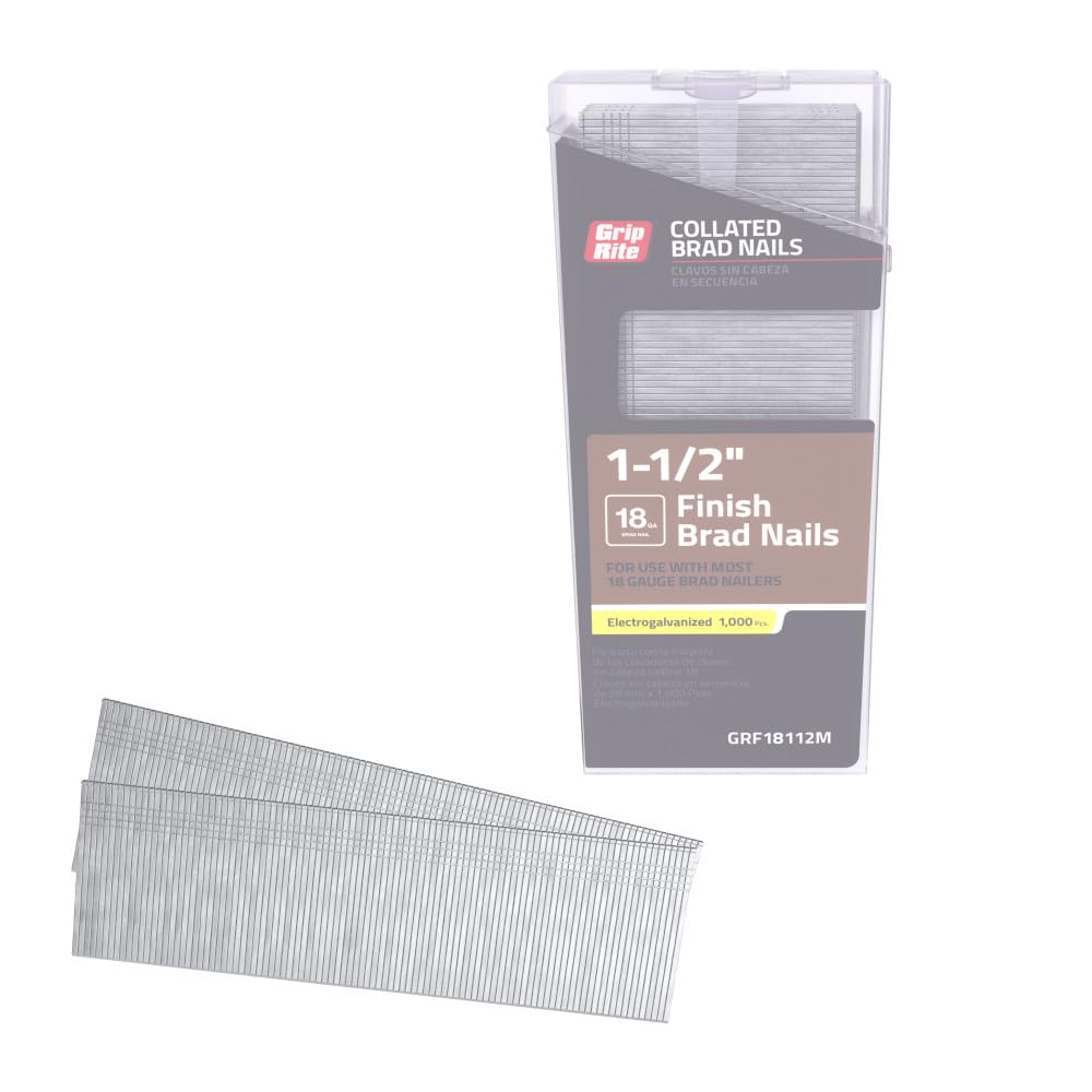 18 Gauge Electrogalvanized Straight Collated Brad Nails, 1-1/2